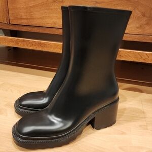 Macy's INC International Black PVC Everett Side Zipper Rain Boots Size 10
